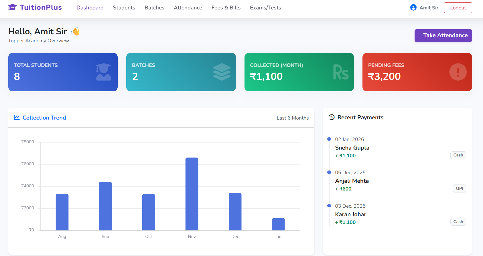 TuitionPlus Dashboard